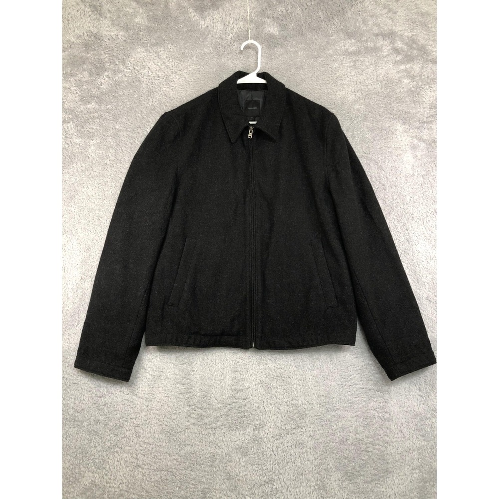 Express Jacket Mens Size M Black Wool Blend Full Zip